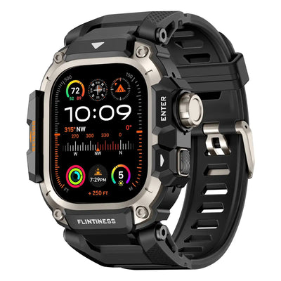 Apple Watch Mod Armor Case & Strap – Black & Titanium Gym Style - 