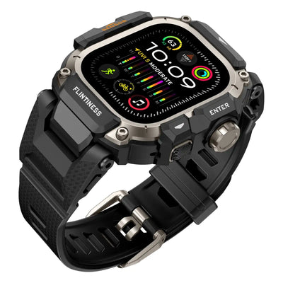 Apple Watch Mod Armor Case & Strap – Black & Titanium Gym Style - 