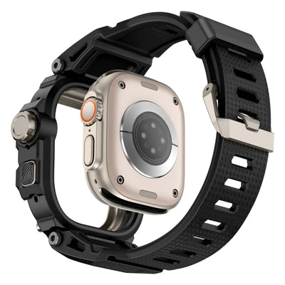 Apple Watch Mod Armor Case & Strap – Black & Titanium Gym Style - 