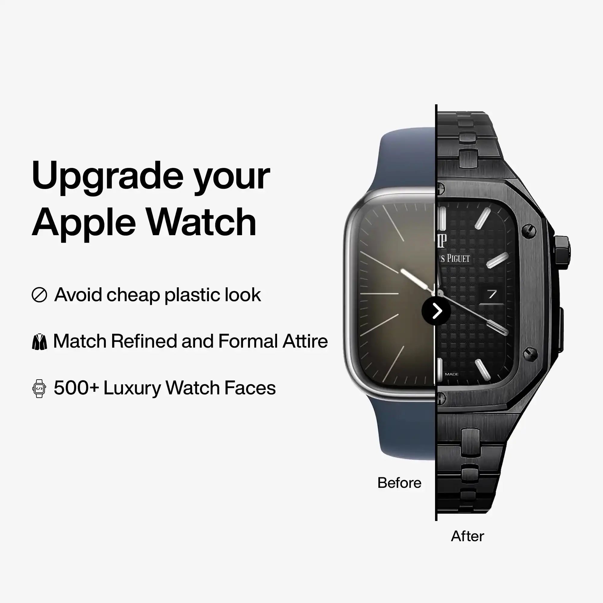 Apple Watch Mod Steel Case & Strap – Black Oak Style - 